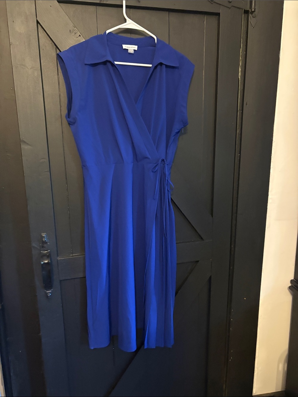 Calvin Klein Royal Blue Sleeveless Wrap Midi Dress